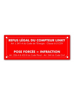 Plaque Stop Linky Fond Rouge