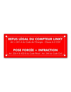 Plaque Stop Linky Fond Rouge 2
